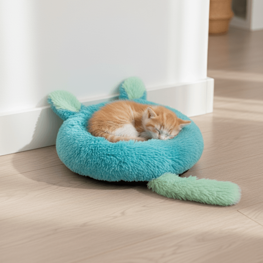 Cama Tipo Nido con Diseño de Gato para Mascotas Pequeñas - Imagen 3