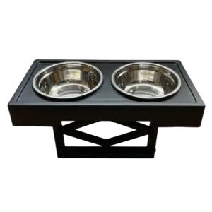 Comedero elevado ajustable para perros y gatos con bowls acero inoxidable